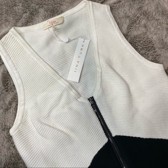 NWT Trina Turk Black & Crème Mini Dress - Picture 2 of 6